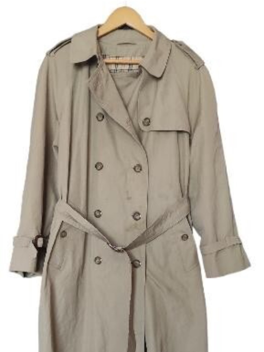 Vintage St Michael Beige Plaid Lined Trench Coat